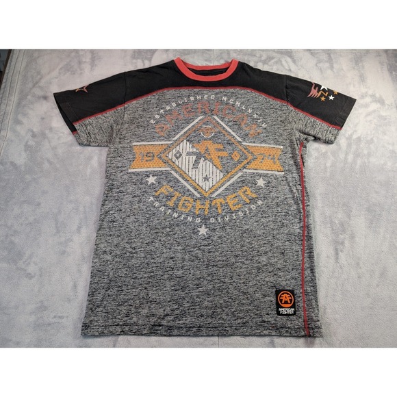 American Fighter Men's T-Shirt Double Sided Thin Black & Red Tee in Large - Picture 2 of 9